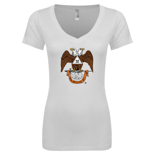  Next Level Womens White Ideal V Tee - 32 Spes Mea in Deo