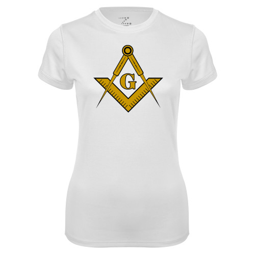  Womens White Performance Tee - G Compass Logo