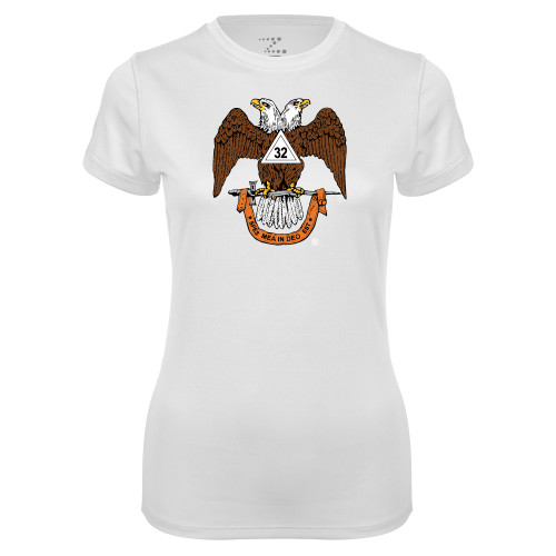 Womens White Performance Tee - 32 Spes Mea in Deo