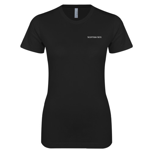  Next Level Womens Black Boyfriend Tee - Scottish Rite Wordmark