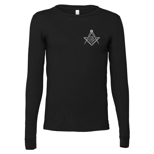  Bella + Canvas Black Jersey Cotton Long Sleeve T Shirt - G Compass Logo