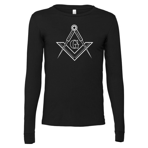  Bella + Canvas Black Jersey Cotton Long Sleeve T Shirt - G Compass Logo