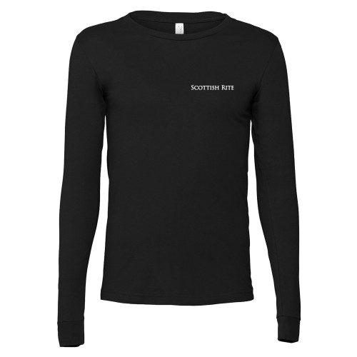  Bella + Canvas Black Jersey Cotton Long Sleeve T Shirt - Scottish Rite Wordmark