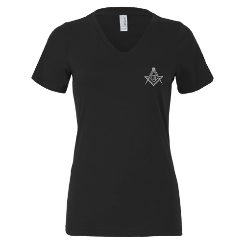  Bella + Canvas Womens Black V Neck Cotton T Shirt - G Compass Logo