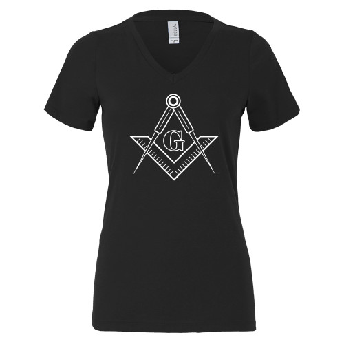 Bella + Canvas Womens Black V Neck Cotton T Shirt - G Compass Logo