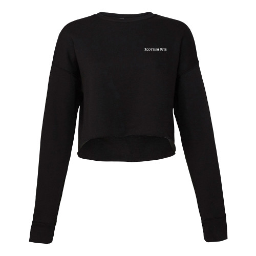  Bella + Canvas Womens Black Cropped Fleece Crew - Scottish Rite Wordmark