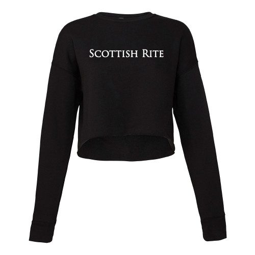  Bella + Canvas Womens Black Cropped Fleece Crew - Scottish Rite Wordmark