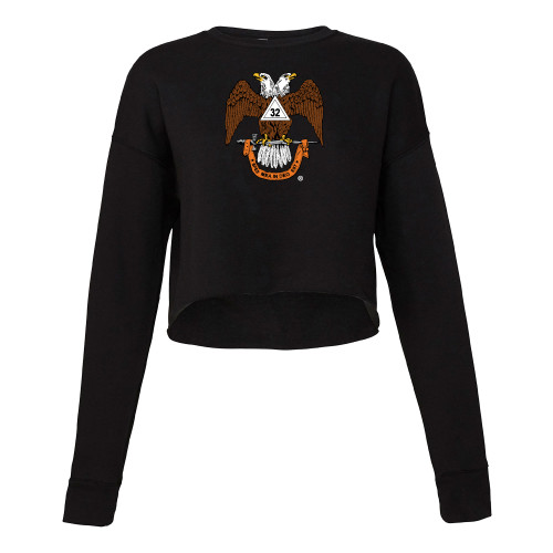  Bella + Canvas Womens Black Cropped Fleece Crew - 32 Spes Mea in Deo