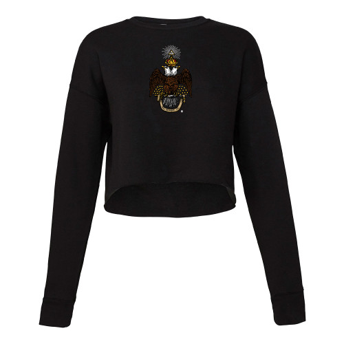  Bella + Canvas Womens Black Cropped Fleece Crew - 33 Deus Meumque Jus