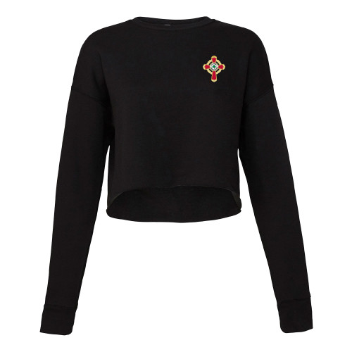  Bella + Canvas Womens Black Cropped Fleece Crew - Court of Honour
