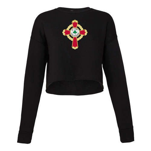  Bella + Canvas Womens Black Cropped Fleece Crew - Court of Honour