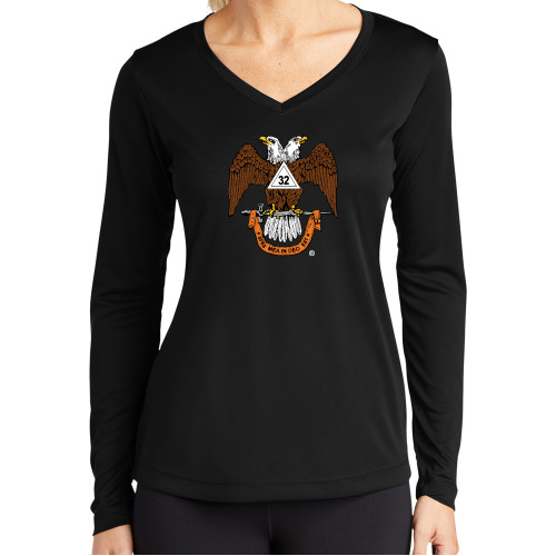 Main Image for  Womens Black Performance Long Sleeve V Neck Shirt