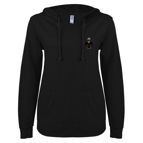 Main Image for  ENZA Womens Black V Notch Raw Edge Fleece Hoodie