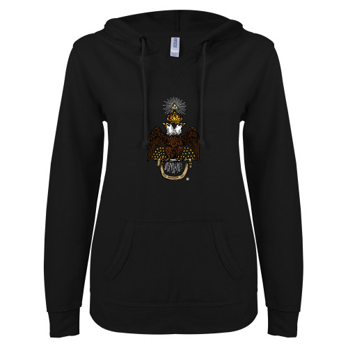 Main Image for  ENZA Womens Black V Notch Raw Edge Fleece Hoodie
