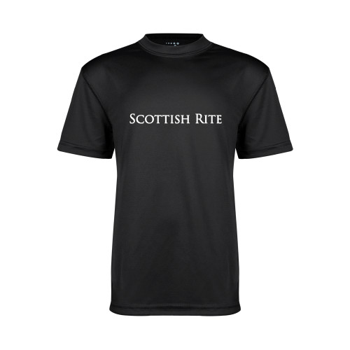  Youth Performance Black Tee - Scottish Rite Wordmark