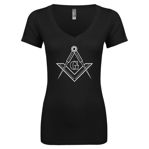  Next Level Womens Black Ideal V Tee - G Compass Logo