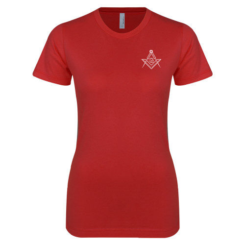  Next Level Womens Red Boyfriend Tee - G Compass Logo