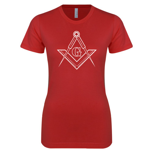  Next Level Womens Red Boyfriend Tee - G Compass Logo