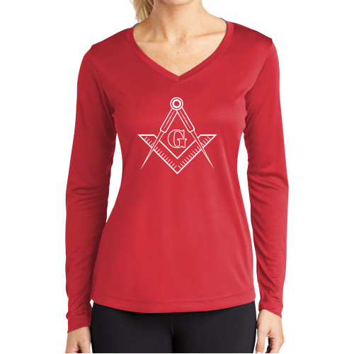 Main Image for  Womens Red Performance Long Sleeve V Neck Shirt