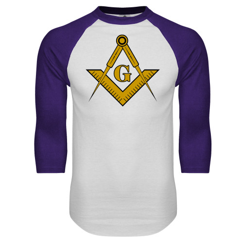  White/Purple Raglan Baseball T Shirt - G Compass Logo