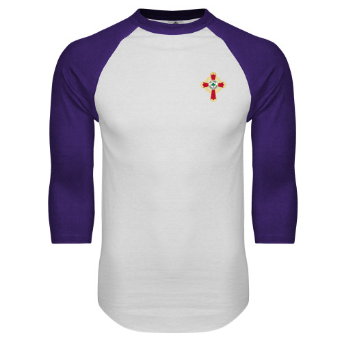  White/Purple Raglan Baseball T Shirt - Court of Honour