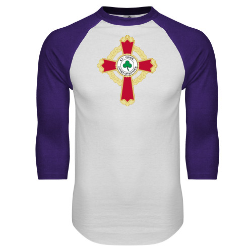  White/Purple Raglan Baseball T Shirt - Court of Honour