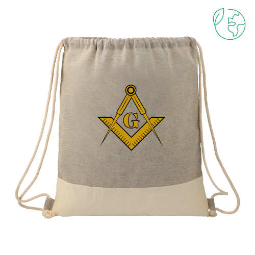  Split Recycled Cotton Grey/Natural Drawstring Bag - G Compass Logo