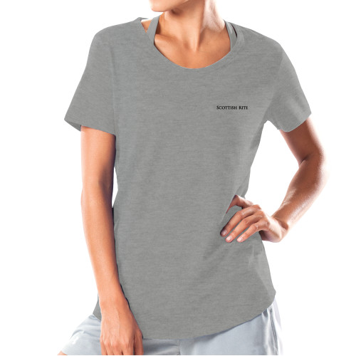  Under Armour Womens Grey Charged Cotton Tee - Scottish Rite Wordmark