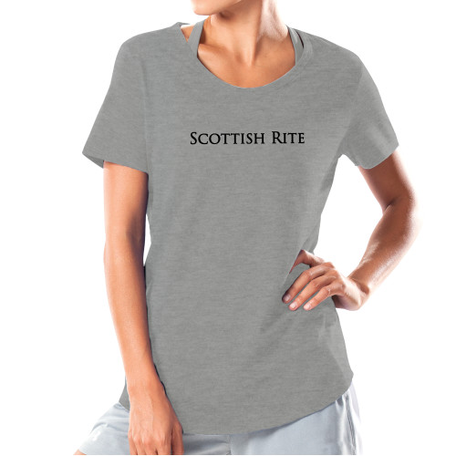  Under Armour Womens Grey Charged Cotton Tee - Scottish Rite Wordmark