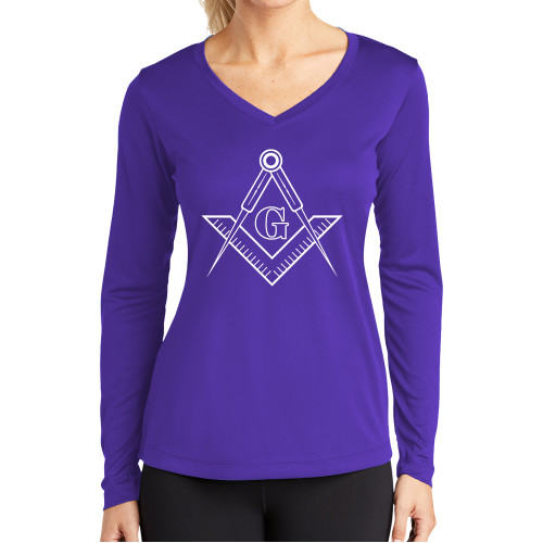 Main Image for  Womens Purple Performance Long Sleeve V Neck Shirt