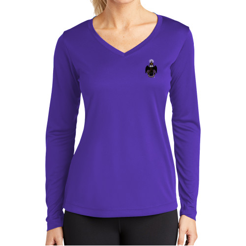Main Image for  Womens Purple Performance Long Sleeve V Neck Shirt