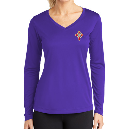 Main Image for  Womens Purple Performance Long Sleeve V Neck Shirt