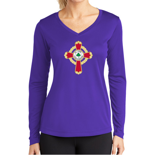 Main Image for  Womens Purple Performance Long Sleeve V Neck Shirt