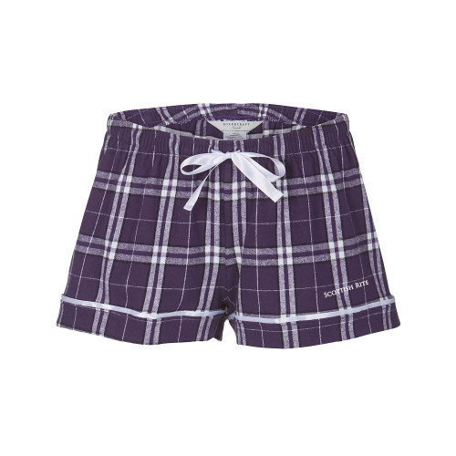  Boxercraft Womens Purple Flannel Shorts - Scottish Rite Wordmark