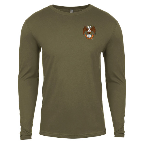  Next Level Military Green Cotton Long Sleeve Tee - 32 Spes Mea in Deo