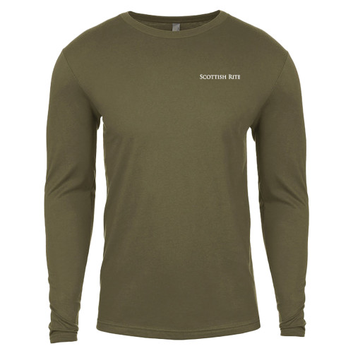  Next Level Military Green Cotton Long Sleeve Tee - Scottish Rite Wordmark