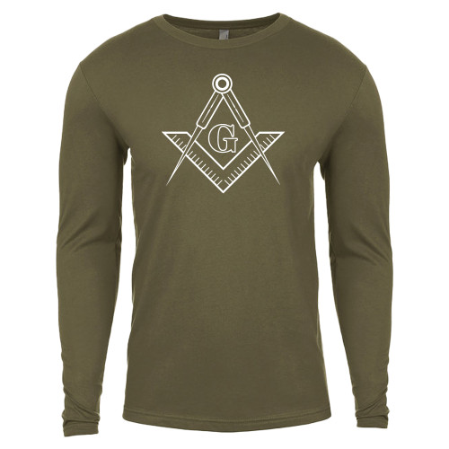  Next Level Military Green Cotton Long Sleeve Tee - G Compass Logo