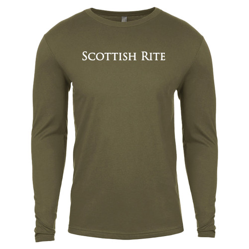 Next Level Military Green Cotton Long Sleeve Tee - Scottish Rite Wordmark