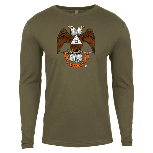  Next Level Military Green Cotton Long Sleeve Tee - 32 Spes Mea in Deo