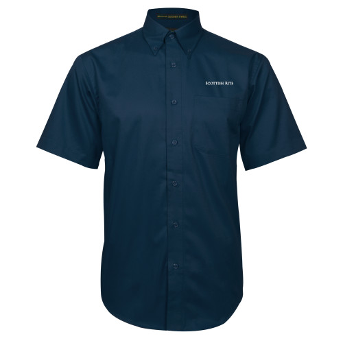  Navy Twill Button Down Short Sleeve - Scottish Rite Wordmark