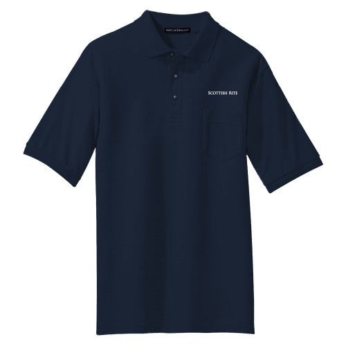  Navy Silk Touch Polo w/ Pocket - Scottish Rite Wordmark
