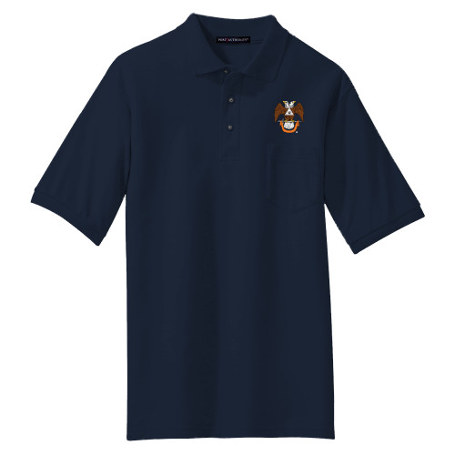  Navy Silk Touch Polo w/ Pocket - 32 Spes Mea in Deo