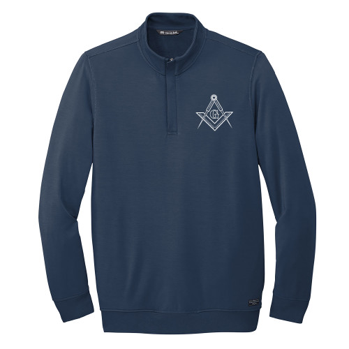  TravisMathew Navy Newport 1/4 Zip Fleece - G Compass Logo