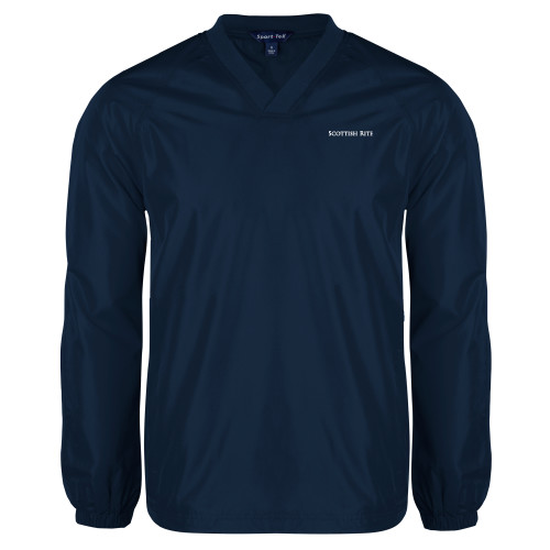  Navy V Neck Raglan Windshirt - Scottish Rite Wordmark