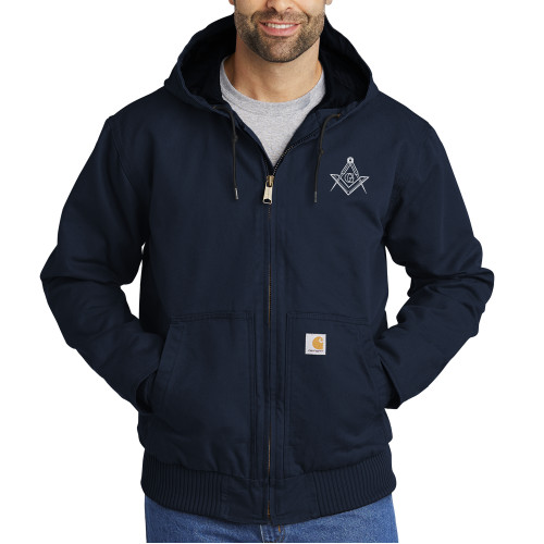  Carhartt Navy Washed Duck Active Jacket - G Compass Logo