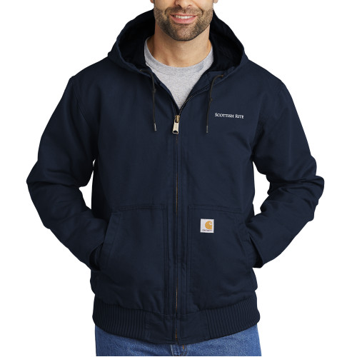  Carhartt Navy Washed Duck Active Jacket - Scottish Rite Wordmark