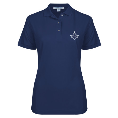  Womens Silk Touch Navy Pique Polo - G Compass Logo