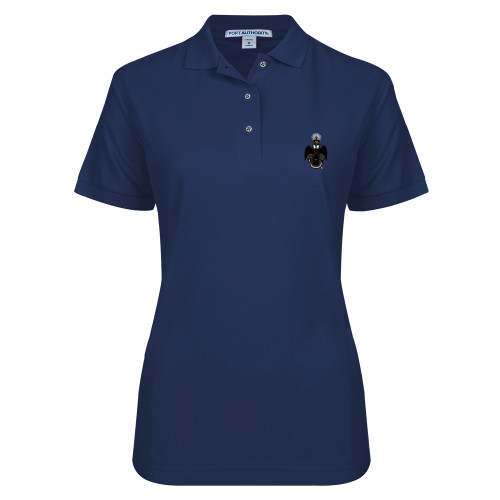  Womens Silk Touch Navy Pique Polo - 33 Deus Meumque Jus