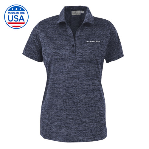  Womens Navy Honeycomb Jacquard Polo - Scottish Rite Wordmark