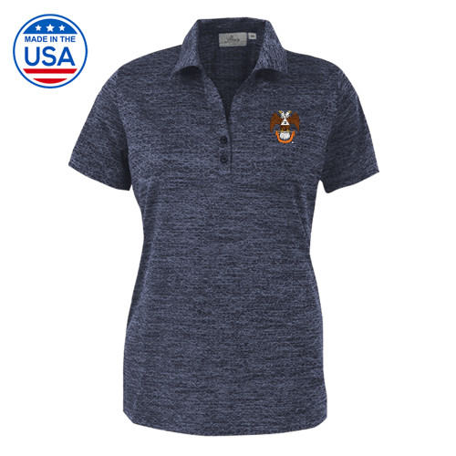  Womens Navy Honeycomb Jacquard Polo - 32 Spes Mea in Deo